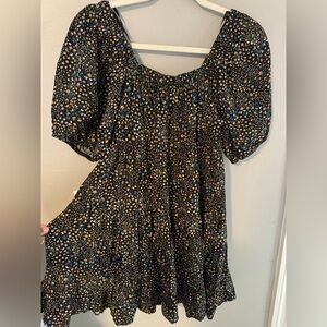 Wild Fable Black Floral Puff Sleeve Sundress
